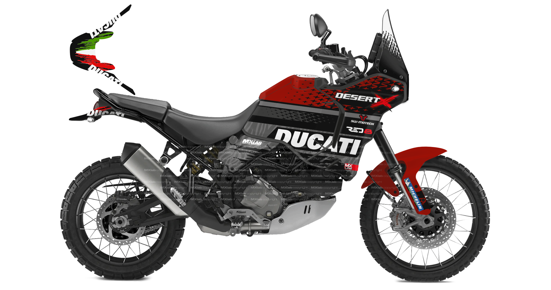 Kit déco Ducati DesertX LAB1 BLACK - Trail personnalisable