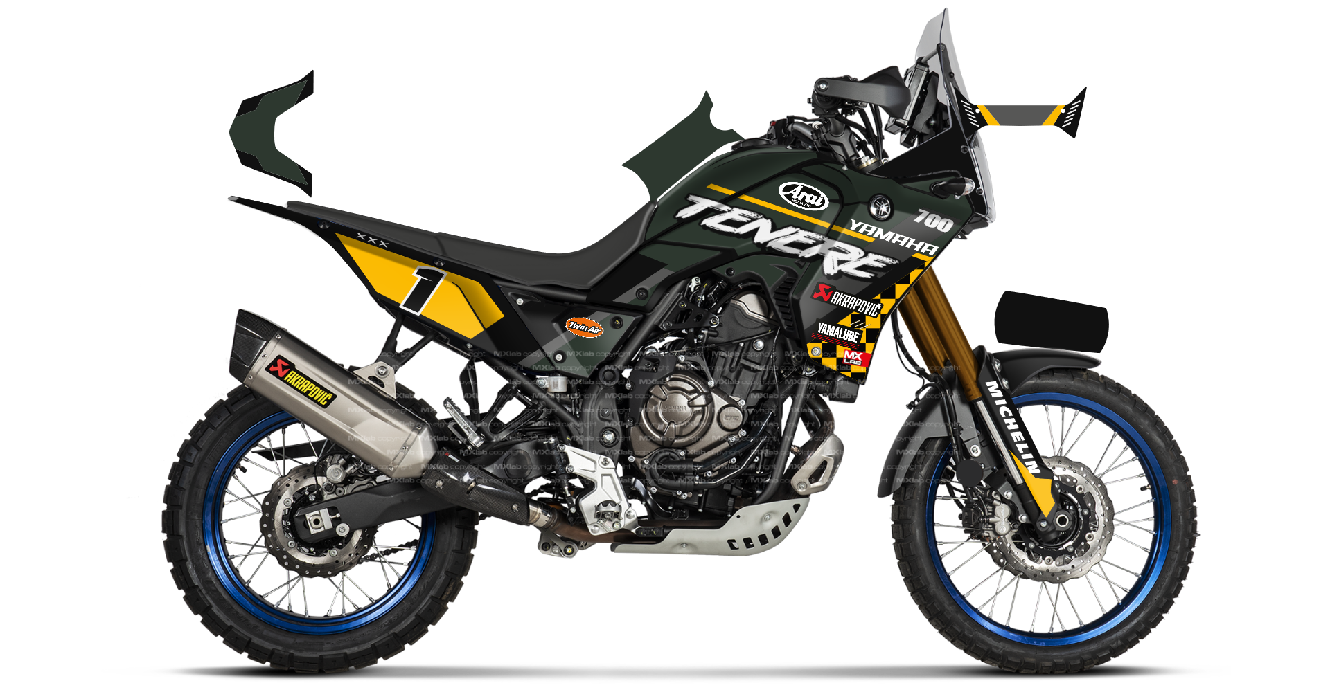 Kit déco Yamaha Ténéré 700 LAB1 KHAKI - Trail personnalisable