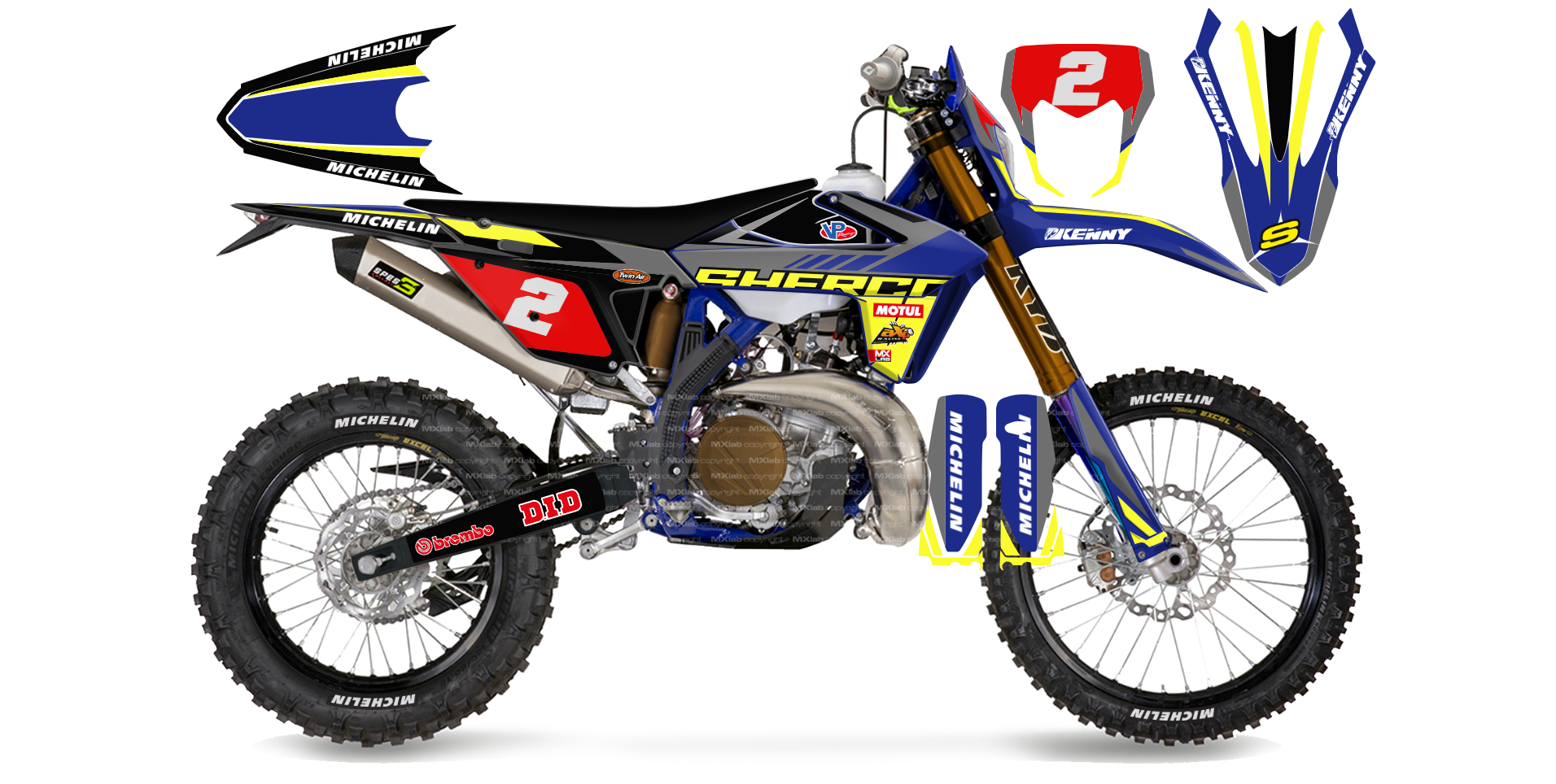 Kit déco Sherco LAB2 BLACK - Enduro personnalisable