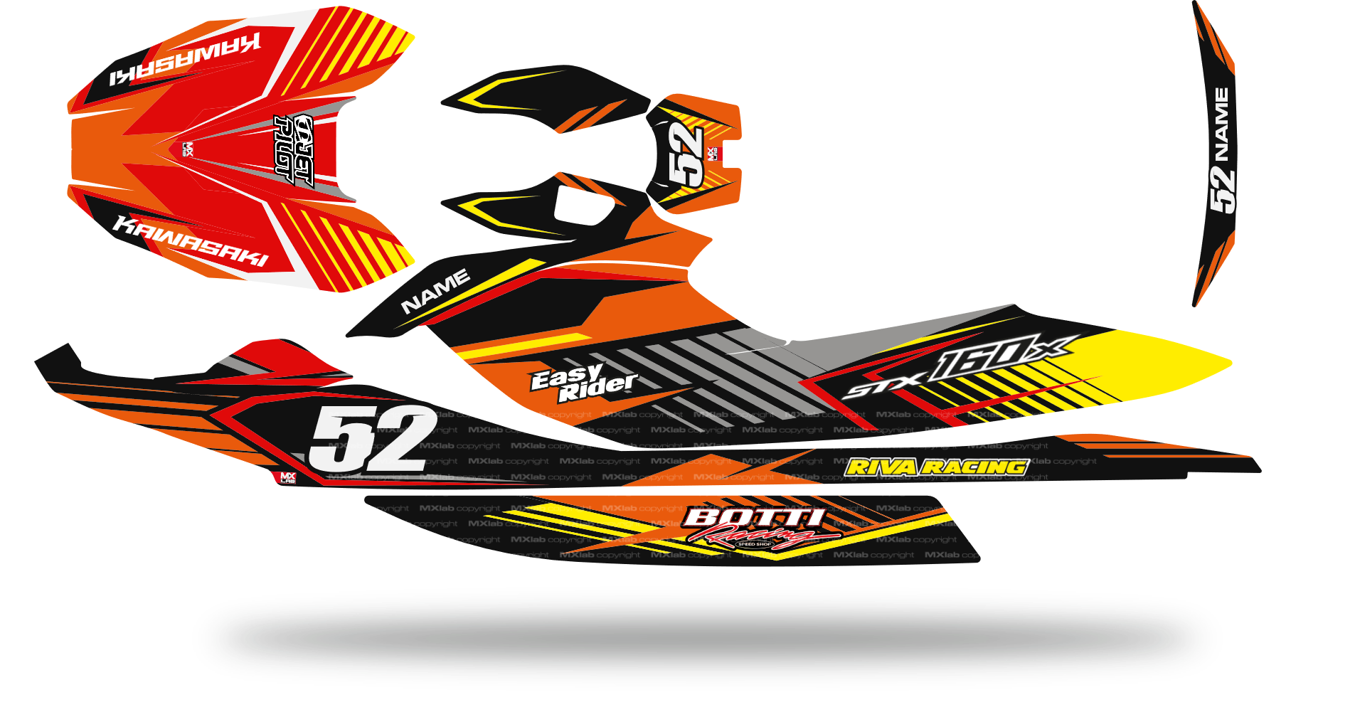 Kawasaki STX 160 LAB2 red Graphic Kit - 