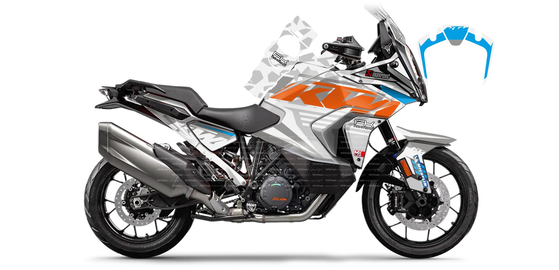 Kit déco KTM 1290 Super Adventure LAB1 WHITE - Trail personnalisable