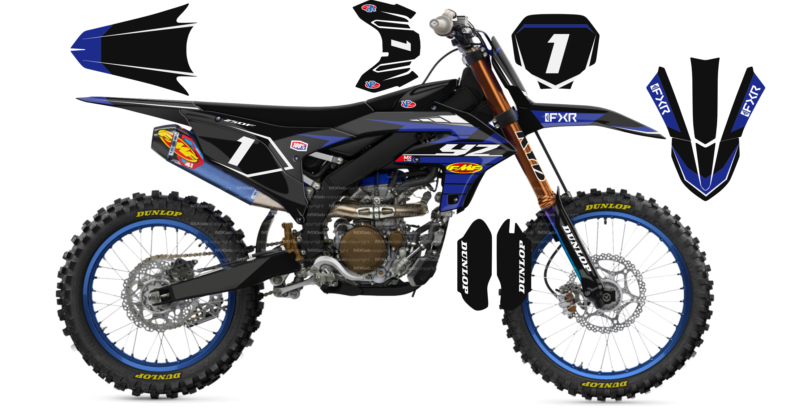Kit déco Yamaha YZF LAB1 BLACK - Motocross & Enduro personnalisable