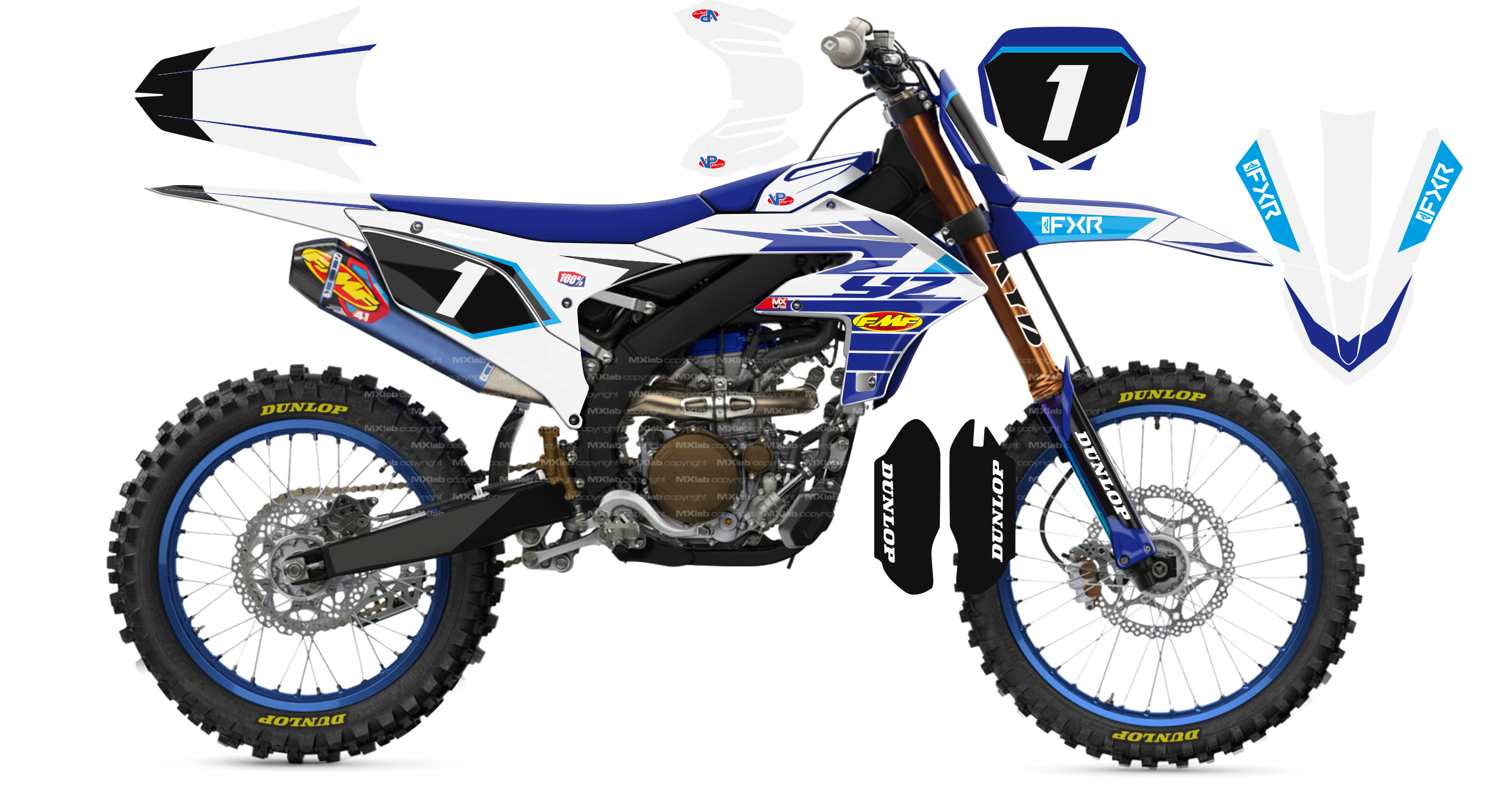 Kit déco Yamaha YZF LAB1 WHITE - Motocross & Enduro personnalisable