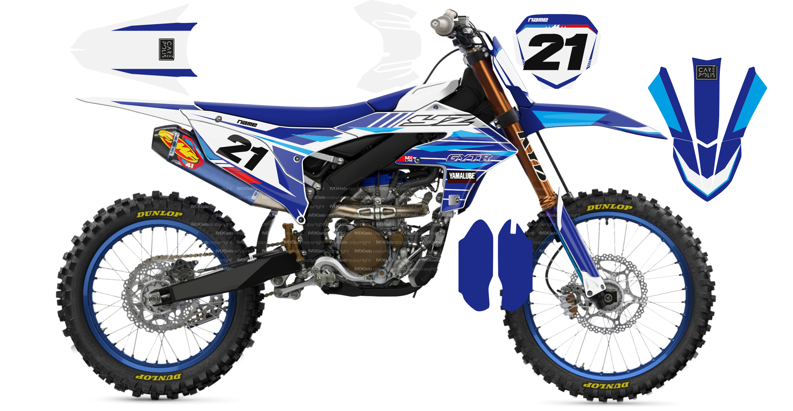 Kit déco Yamaha YZF LAB3 BLUE - Motocross & Enduro personnalisable